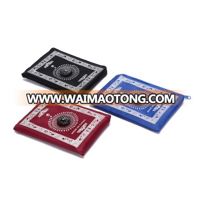 Islamic travel pocket sejadah muslim prayer mat with compass wholesale manufacturer for five colors.